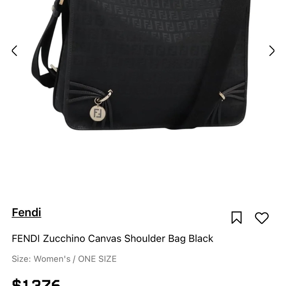 FENDI Zucchino Canvas Shoulder Bag Black Authentic